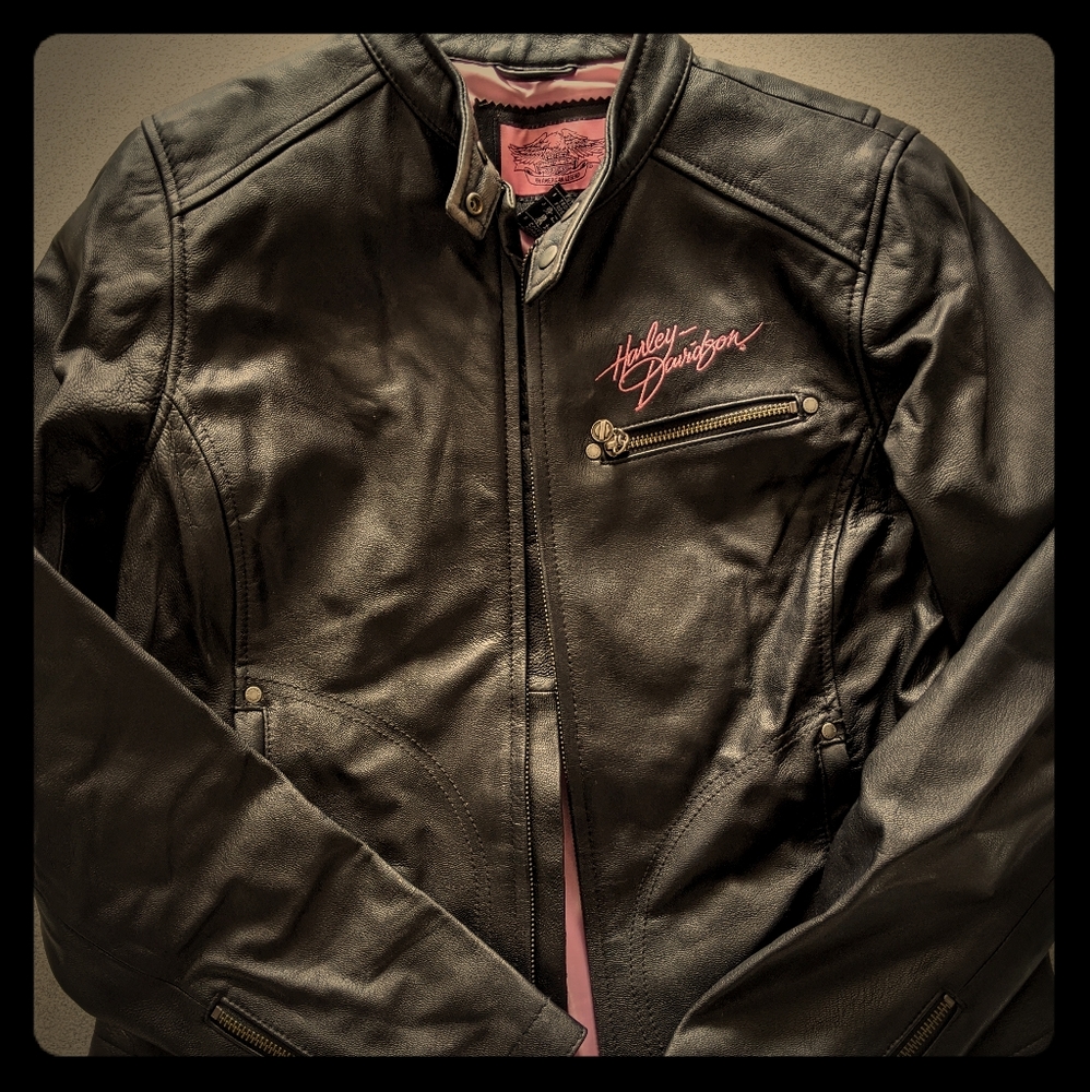 Black leather Harley Davidson jacket